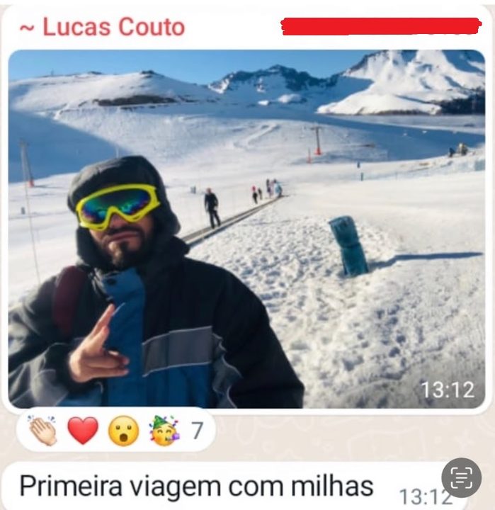 Print de aluna ou aluno: Lucas, primeira viagem com milhas